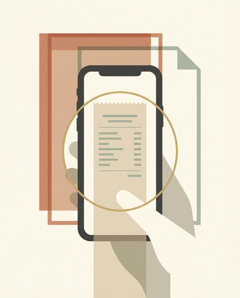Abstract illustration of a phone capturing a receipt.